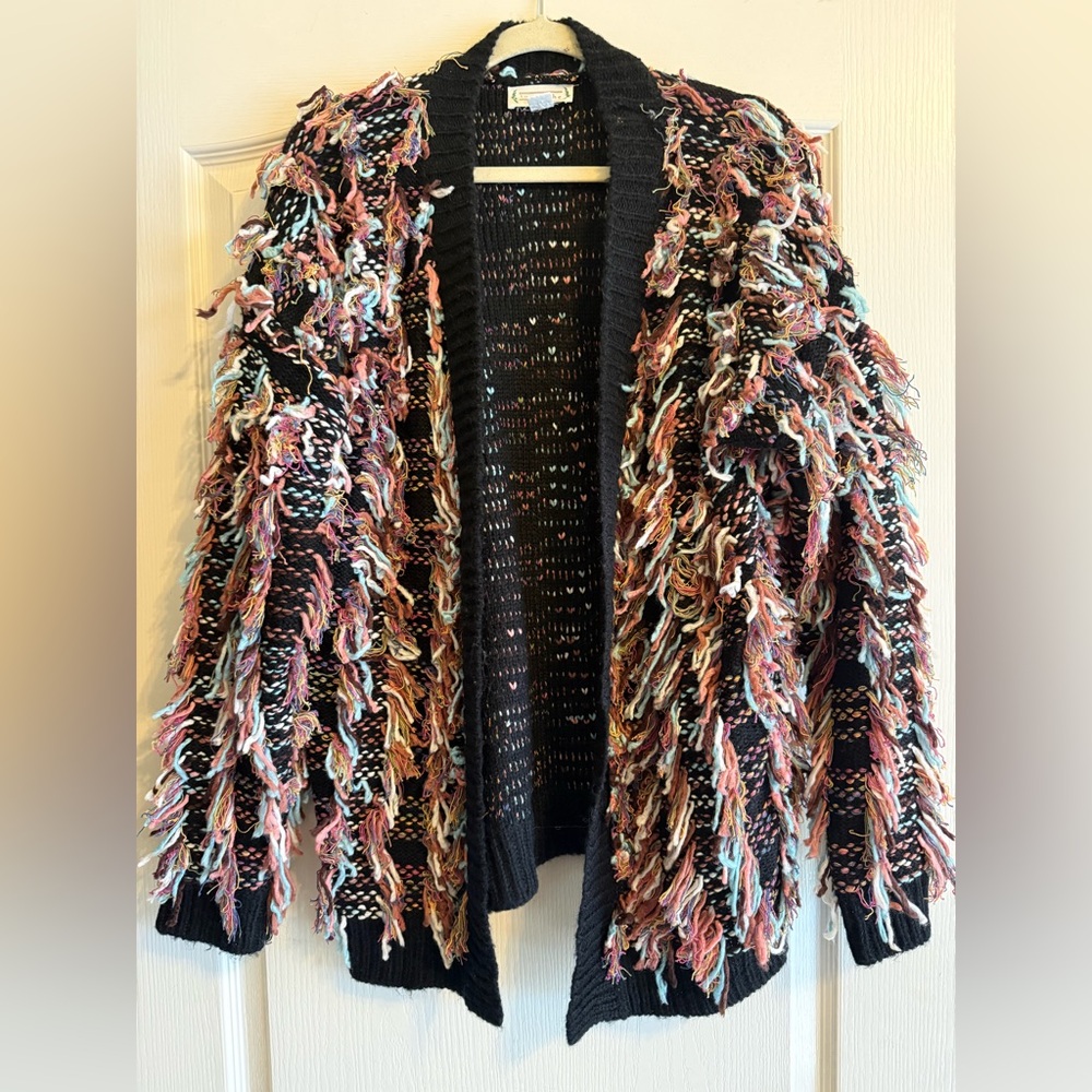 Love Riche Multicolor Fringe Open Cardigan